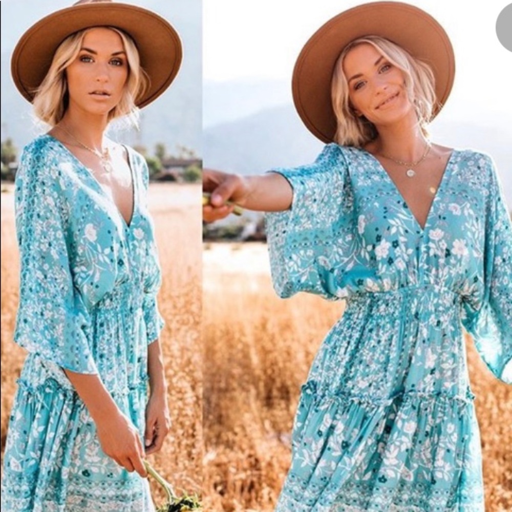 VICI Twin lakes kimono tiered babydoll dress